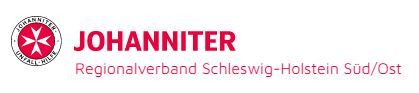 Logo der Johanniter mit rotem Malteserkreuz und der Aufschrift „JOHANNITER – Regionalverband Schleswig-Holstein Süd/Ost“.