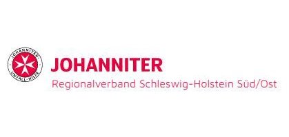 Logo der Johanniter mit rotem Malteserkreuz und der Aufschrift „JOHANNITER – Regionalverband Schleswig-Holstein Süd/Ost“.