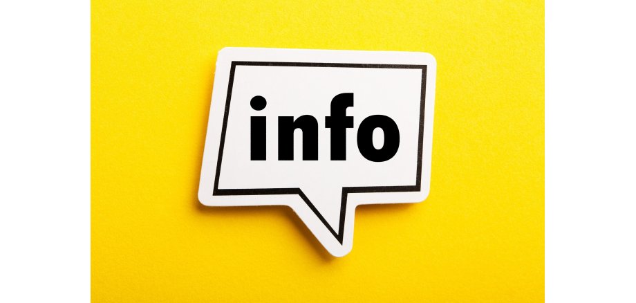Rechteckige Info Sprechblase auf gelben Hintergrund. 